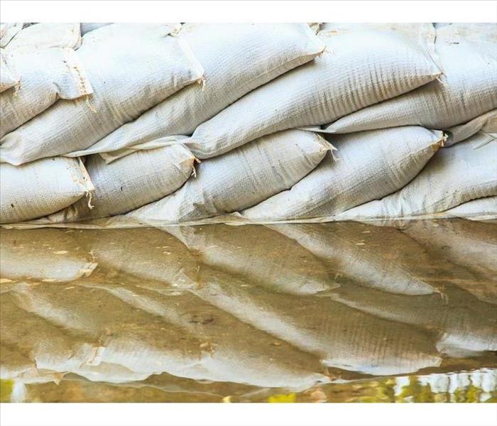water barrier of sand bag to prevent flood 